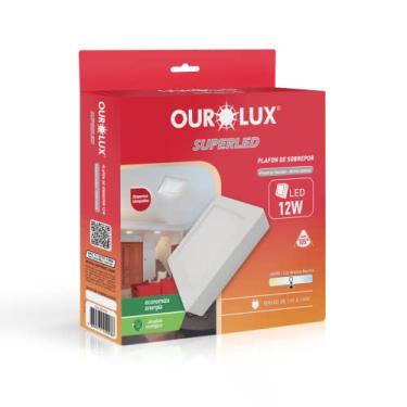 Imagem de Plafon SUPERLED Sobrepor 12W Bivolt 4000K Quadrado OUROLUX