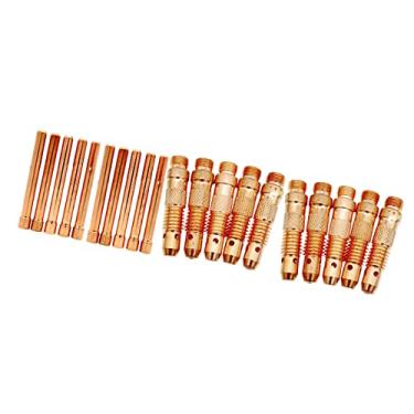 Imagem de harayaa 20 pinças de cobre consumíveis 1,6 mm 1/16" resistência à ferrugem resistente ao calor para substituição de soldador TIG acessório de substituição projetos faça você mesmo peças de reposição