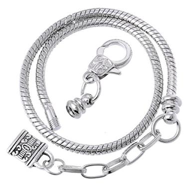 Imagem de RUBYCA Pulseiras de corrente de cobra estilo europeu com fecho lagosta, 22 CM, Cobre, Não_pedra preciosa