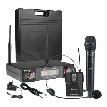 Imagem de Microfone Sem Fio De Mão uhf K-402C Kadosh + Lapela, Headset, Bodypack, Receptor lcd 2 Canais Com Maleta Para Igreja Palestra Show