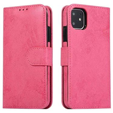 Imagem de Capa Carteira Destacável para iPhone 14 Plus 12 13 11 Couro Folio Book Capa Magnética para Telefone para iPhone 13 Pro Max XS Case, rosa choque, para iPhone 13