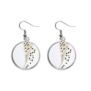 Imagem de Pai Gow Domino Gambling Photo Ear Pendente Silver Drop Brinco Joia Feminina