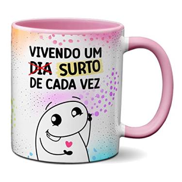 Imagem de Caneca Flork Divertida Vivendo Um (Dia) Surto De Cada Vez (Rosa)