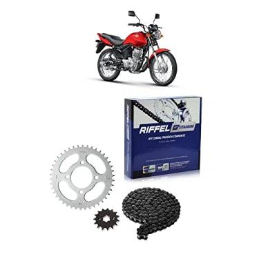Imagem de Kit Cg 125 Cargo (09 , 13) / Cg 125 Fan (09 , 13) 43Z X 14Z Com Corrente 428H X 116L , Titanium (1045) , Riffel