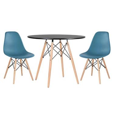 Imagem de Loft7, Mesa redonda Eames 90 cm preto + 2 cadeiras Eiffel Dsw