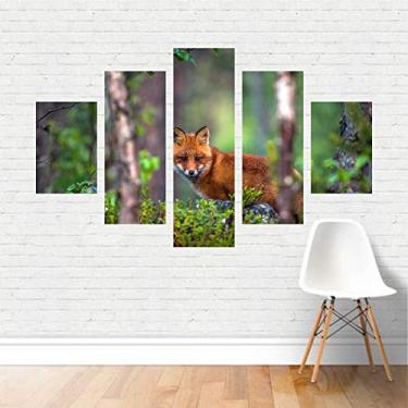 Imagem de Quadro Raposa Floresta Árvores Mamífero Animais Tela Canvas
