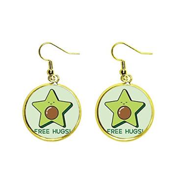 Imagem de Brinco feminino de pentagrama de abacate, arte déco, presente moderno com pingente dourado