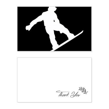 Imagem de Jumping Skateboarding Sport Black Outline Cartão de agradecimento aniversário aniversário comemoração casamento agradecimento