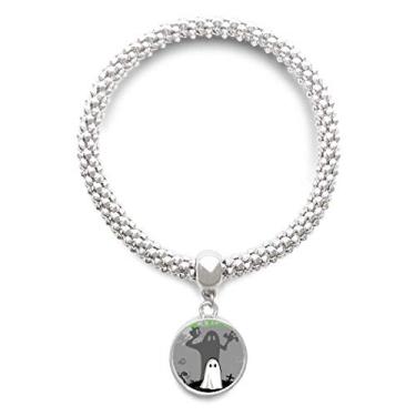 Imagem de DIYthinker Pingente de corrente de prata de cadáver Halloween Ghost Fear com pingente ajustável