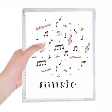 Imagem de Caderno de notas musicais vermelho e preto com folhas soltas e diário recarregável