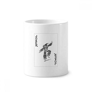 Imagem de Suporte de caneta de escova de dentes com estampa de cartas Coringa preto com suporte de cerâmica