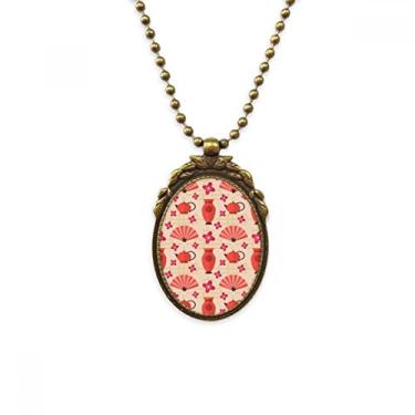 Imagem de DIYthinker Chaveiro com pingente de contas vintage Sakura com ventilador de vaso japonês