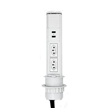 Imagem de TORRE TOMADA MINI TOTEM MANUAL 2 TOMADAS 10A +2 USB - BRANCO