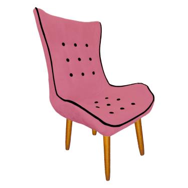 Imagem de Poltrona Estofada Jessica Para Sala Comercial Suede Rosa Barbie - LM DECOR