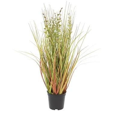 Imagem de Vickerman Grama artificial verde e marrom de 60,96 cm com pote de plástico preto – Decoração de planta de grama sintética – Destaque para casa ou escritório