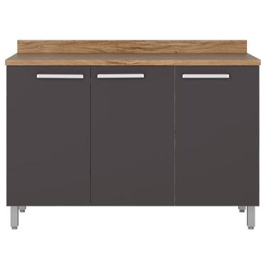 Imagem de Balcão Bartira Topázio UP 3 Portas de Bater 2 Prateleiras Internas Com Tampo MDP - 120,1cm de Largura