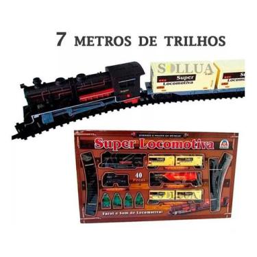 Imagem de Ferrorama Super Locomotiva Com Farol Luz Trem 7 Metros De Trilhos 8003