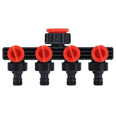 Imagem de Distribuidor de mangueira, conector de 4 vias de aplicação ampla fácil de instalar e usar, 4 tomadas duráveis para usar conector rápido para irrigar acessório
