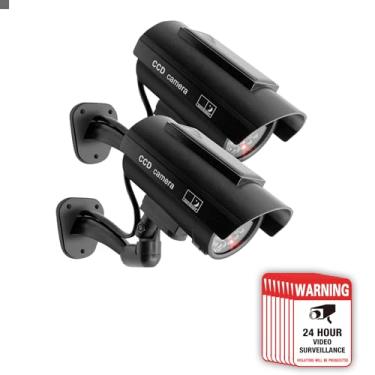 Imagem de ZouTyi - Câmera falsa – Alimentada por energia solar – Câmera bullet analógica de segurança externa e interna à prova d'água com luzes LED piscantes – Design realista anti-