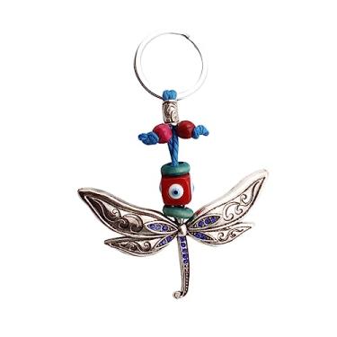 Imagem de TEHAUX chaveiro libélula encantos de chaveiro decoração olho mau azul porta-chaves bolsas chaveiro de miçangas chaveiro de contas de olho Liga globo ocular acessórios para carros amuleto
