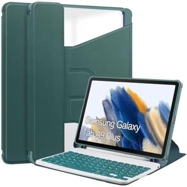 Imagem de Capa protetora para tablet Compatível com capa Samsung Galaxy Tab A9 Plus com teclado sem fio removível S Pen Holde, capa de TPU macia com visualização em vários ângulos, suspensão/despertar automátic