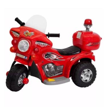 Mini Moto Eletrica Infantil Preta Triciclo Policia Luzes Som - ViniSound