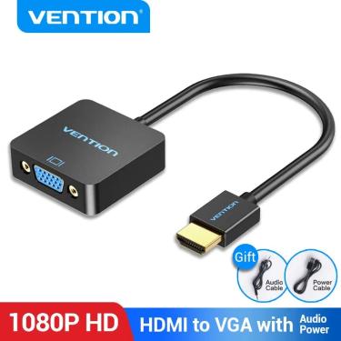 Imagem de Adaptador HDMI para vga  conversor macho para fêmea  1080p  com conector 3 5  cabo de áudio  para