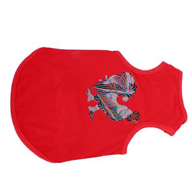 Imagem de Camisa para animais de estimação, roupa de cachorro respirável de verão pintura DIY para cachorro pequeno a médio(vermelho, M)