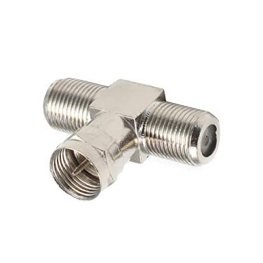 Imagem de Bettomshin 1 peça BSP 3 formas F macho para 2 F fêmea conector adaptador coaxial RF compatível com aplicações de RF antenas dispositivos LAN sem fio prata