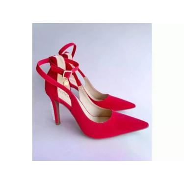 Imagem de Sapato Bebece Scarpin Nobuck Malagueta Vermelho T9430-203 Cor:vermelho;tamanho:35