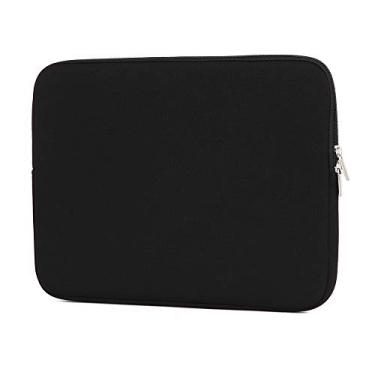 Imagem de Capa para laptop, cor sólida, moda, zíper duplo, bolsa de transporte à mão, capa protetora para notebook compatível com (14 polegadas - preto)