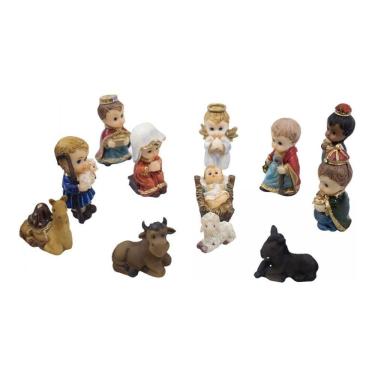 Imagem de Mini Presépio Resina Completo Pequeno Infantil 11 Peças 5cm
