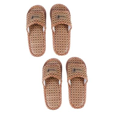 Imagem de CALLARON 2 Unidades chinelo masculino sandálias planas para mulheres elegantes verão chinelos femininos chinelos de casa para homens chinelo de verão chinelo respirável plano Palha cara