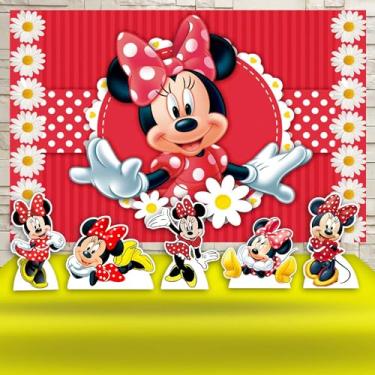 Imagem de Kit Decoração Festa de Aniversário Infantil Painel + Displays Minnie Vermelha