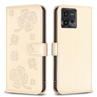 Imagem de Capa carteira para Motorola Moto G72 com 3 cartões e 1 compartimento para dinheiro, capa de telefone flip de couro PU à prova de choque compatível com Moto G72 4G 6,6 polegadas (dourado)