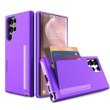 Imagem de Capa carteira protetora de cartão de crédito para Samsung Galaxy S23 Ultra S22 S21 S20 S10 Plus Capa traseira para Samsung Note 20 10, roxa, para Galaxy S10E