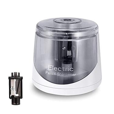 Imagem de Apontador de lápis elétrico, operado por bateria para crianças artistas adultos, afiador automático para lápis de cor 2B/HB, portátil para sala de aula (branco)