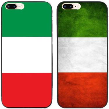 Imagem de 2 peças retrô bandeira da Itália impressa TPU gel silicone capa traseira para Apple iPhone todas as séries (iPhone 7 Plus/iPhone 8 Plus)
