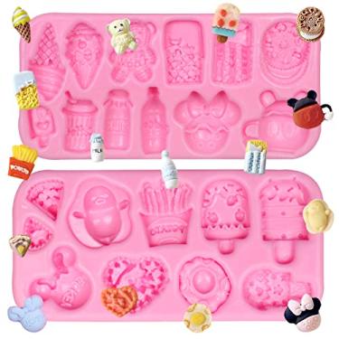 Imagem de Moldes de silicone para fondant de sorvete, moldes de mini picolé de chocolate, moldes de cozimento de biscoito de café com leite para decoração de bolos, cobertura de cupcake, resina de argila