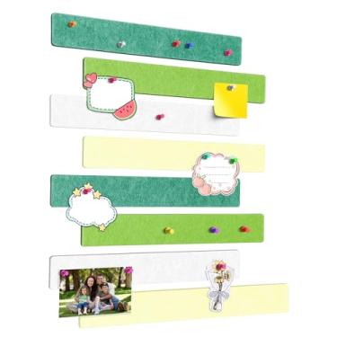 Imagem de GoTiling Quadro de cortiça para paredes – Pacote com 8 tiras de barra de pinos de feltro – Quadro de avisos leve autoadesivo – Quadro de cortiça para escritório com 40 pinos de pressão sem danos na