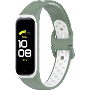 Imagem de Pulseiras Esportivas NSmart compativeis com Galaxy Fit2 SM-R220 (R220, Verde Militar com Branco)