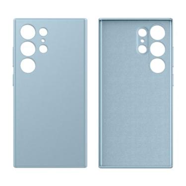 Imagem de Capa de telefone de couro PU para Samsung Galaxy S 24 S24 Ultra S24 Plus S24Ultra 360 Proteção total Capa traseira de cor sólida, azul, para Galaxy S24 Ultra