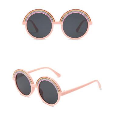 Imagem de Óculos De Sol Menina Redondo Moda Infantil Arco Iris Com Proteçao 400UV