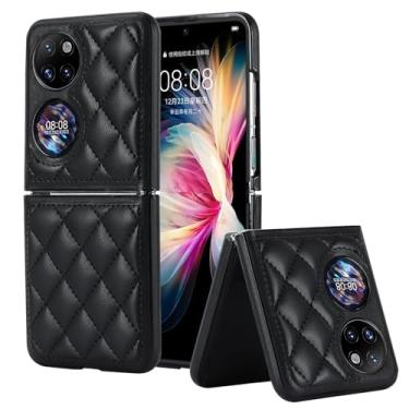 Imagem de Capa para celular Huawei Pocket 2, couro macio com padrão de luxo, antichoque, fina, estilo moderno (preto)