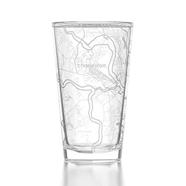 Imagem de Well Told Copo de cerveja gravado com mapa da Carolina do Sul Charleston (473 ml, transparente) copo de cerveja personalizado, presentes para amantes de cerveja