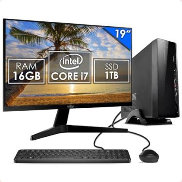 Imagem de Computador Slim Completo Intel Core i7 16GB SSD 1TB Monitor 19" 4 Núcleos Super Turbo P...