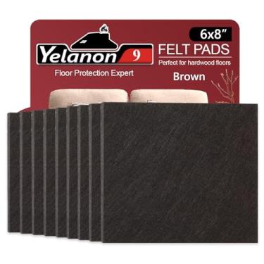 Imagem de Yelanon Almofadas de feltro para pisos de madeira -20 cm x 15 cm Protetores de piso premium para móveis, almofadas de feltro para pernas de cadeira, marrom