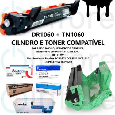 Imagem de Cilindro Dr1060  com  Toner TN1060 Premium Para Impressora Dcp-1602 Dc