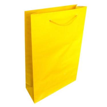 Imagem de 50 Sacolas De Papel Amarela Presente 25x17x6cm Bolsa Festa - On Store