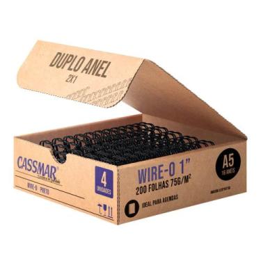 Imagem de Wire-o para Encadernação 2x1 A5 Preto 1" para 200 fls 04un - Cassmar 